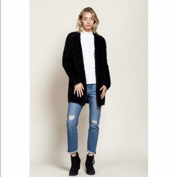 Last one! - Fuzzy Long Cardigan with Pocket Detail - Picture 3 of 6